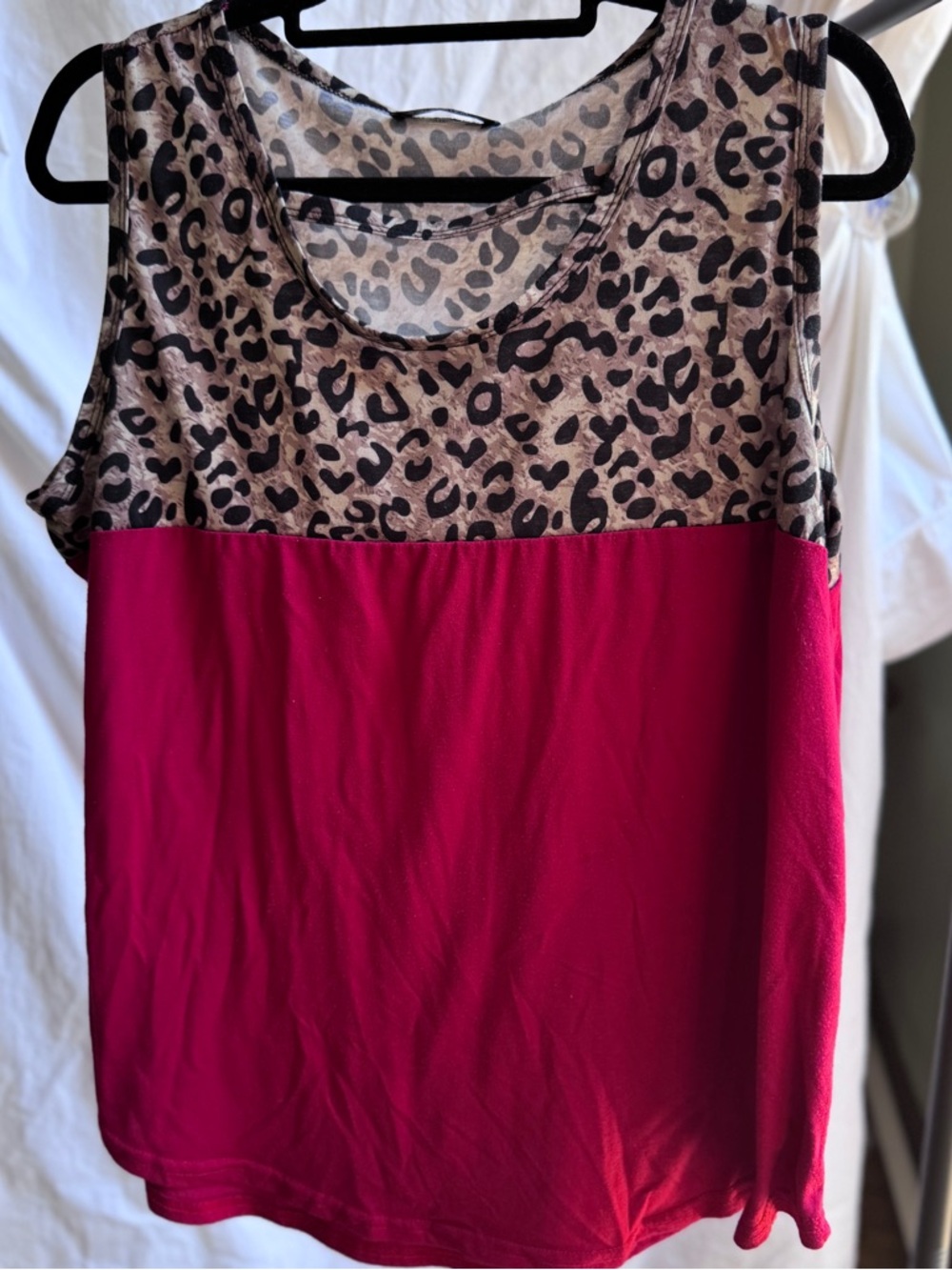 Leopard Print and Red Sleeveless Women's Top XXL